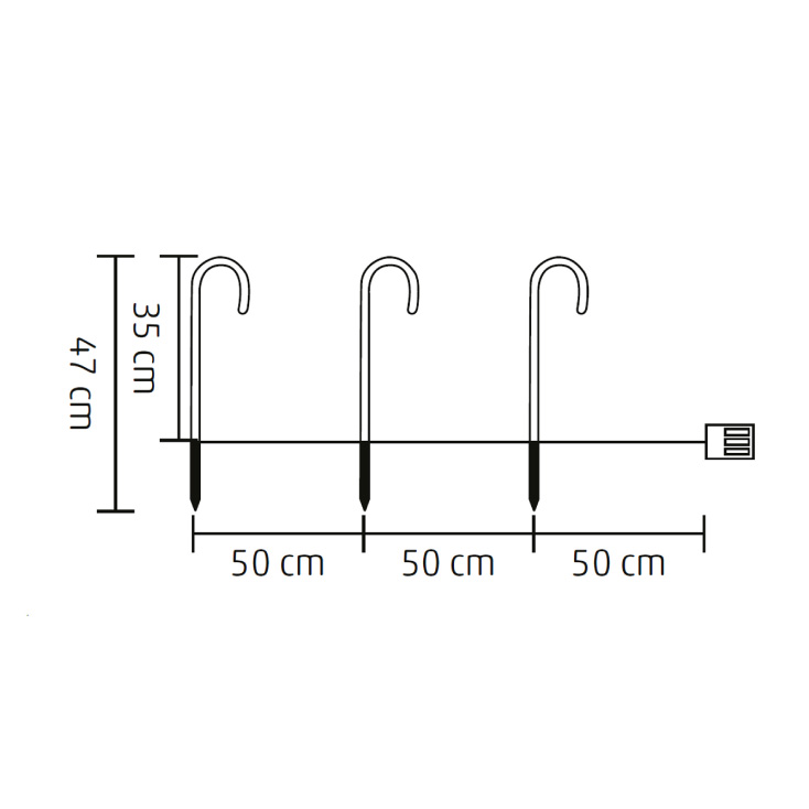 LED dekoracija "šećerni štap" 3 kom.