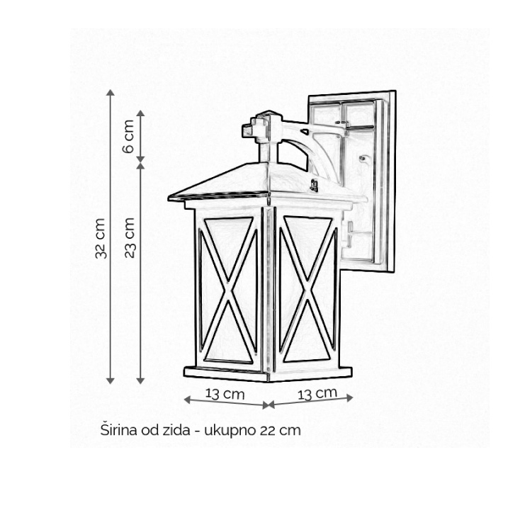 Zidna lampa - fenjer 1xE27