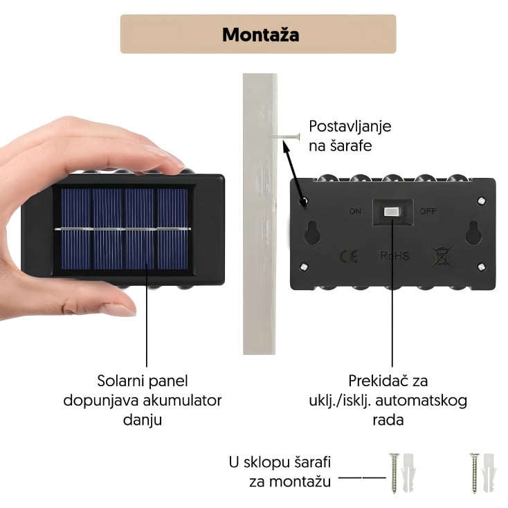 Nazidna solarna lampa - 2 kom. slika 3