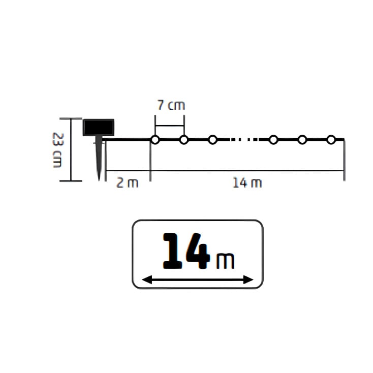 Solarni LED niz 14m, 200 hladno belih dioda slika 3