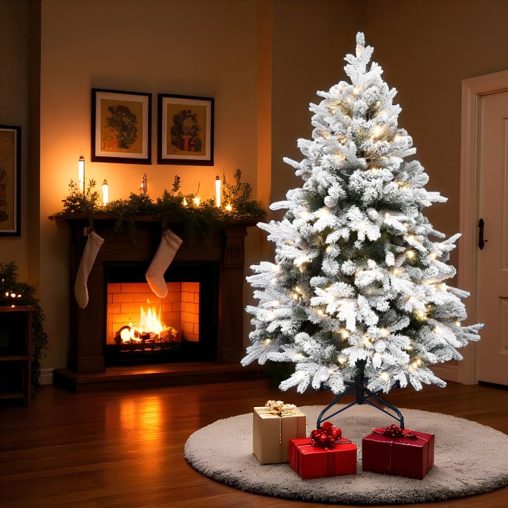 Veštačka jelka 150cm sa osvetljenjem i snegom slika 1